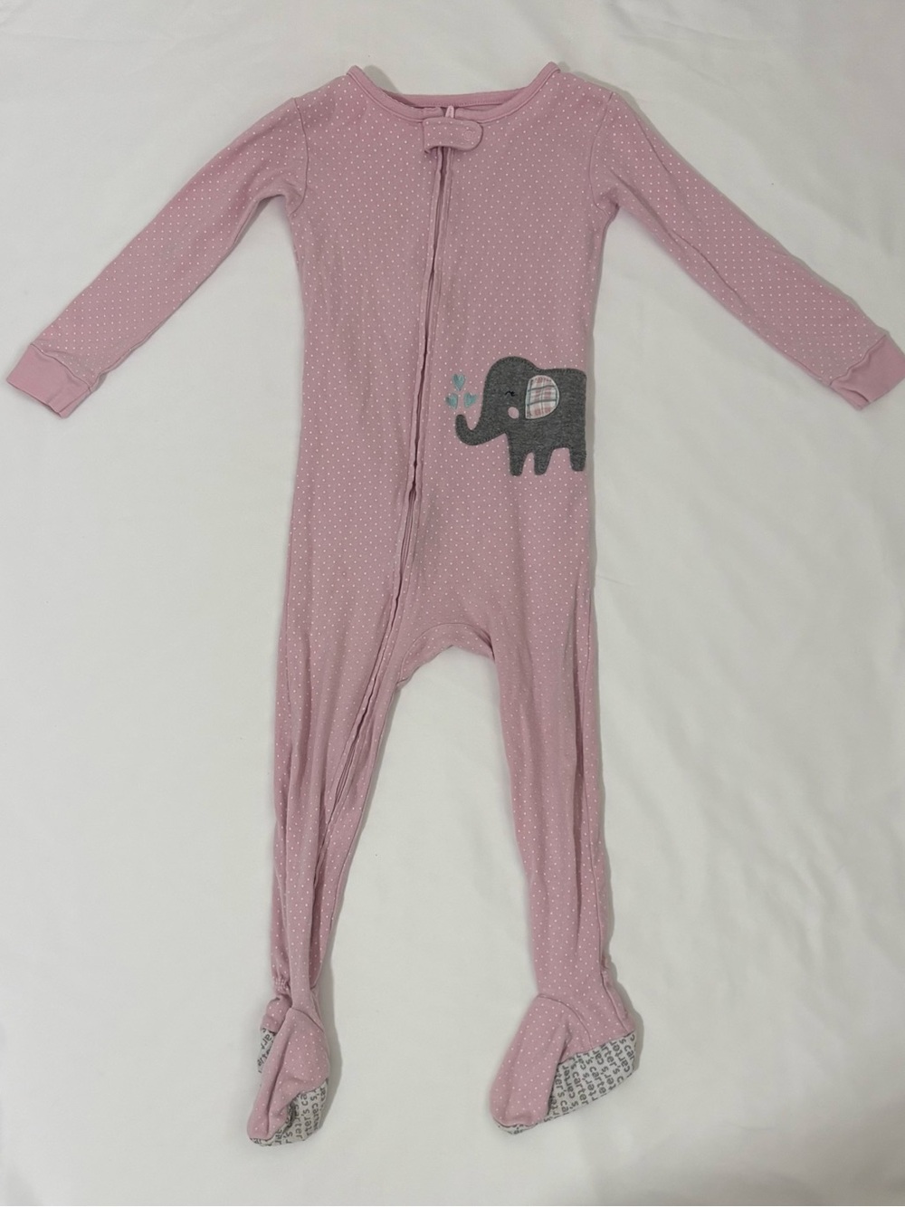 Toddler Girl Footed Pajamas 3T Pink Elephant One Piece Sleeper